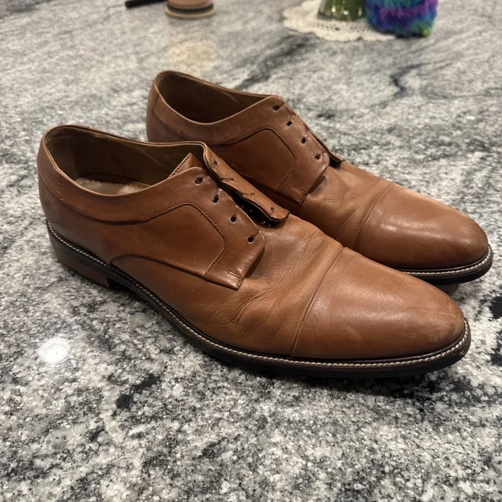 Cole Haan Warren Men 13 W Oxford Leather Casual Dress Shoes Cap Toe Brown C20153